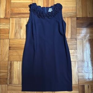 Taylor Navy Sleeveless Ponte Dress with Floral Detail | size 10
